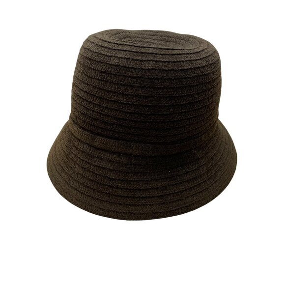 Charter Club Brown Fabric Bucket Hat Woven Texture Bow Accent - Picture 3 of 12